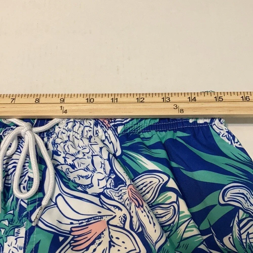 Boardies Swim Trunks Mens Large Blue‎ Tropical Pineapple Hawaiian Drawstring